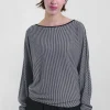 Boat-Neck Top Stripes 158S, B&amp;W