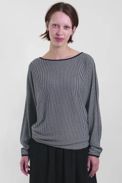 Boat-Neck Top Stripes 158S, B&amp;W