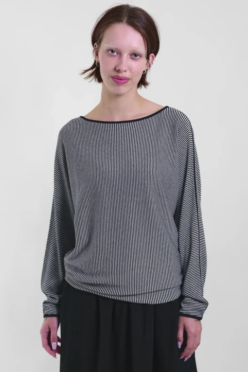 Boat-Neck Top Stripes 158S, B&amp;W