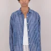 Boyfriend Shirt, Cobalt Dash Print