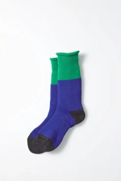 Chunky Pile Boot Socks, Green/Blue