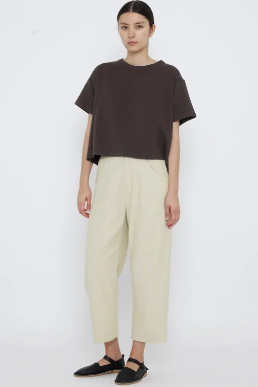 Curved Legged Trousers, Oatmeal