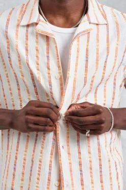 Didcot SS Shirt, Ecru/Orange