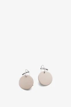 Flat Disc Ceramic Ear, Creme