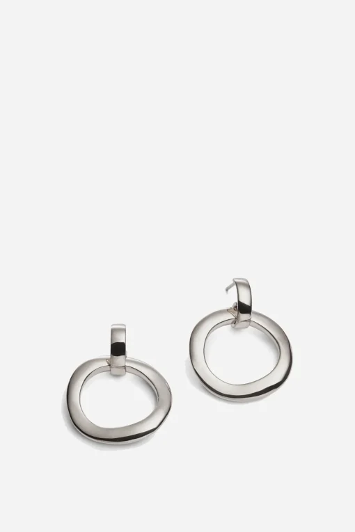 Irregular Hoop Earring, Silver