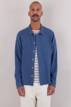 Patch Shirt, Indigo Basketweave