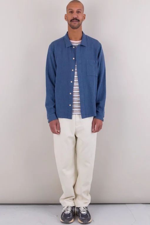 Patch Shirt, Indigo Basketweave