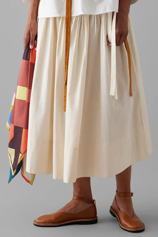 Pleated Skirt, Ecru