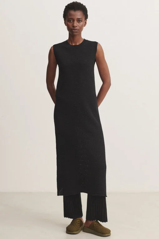 Pointelle Dress, Black