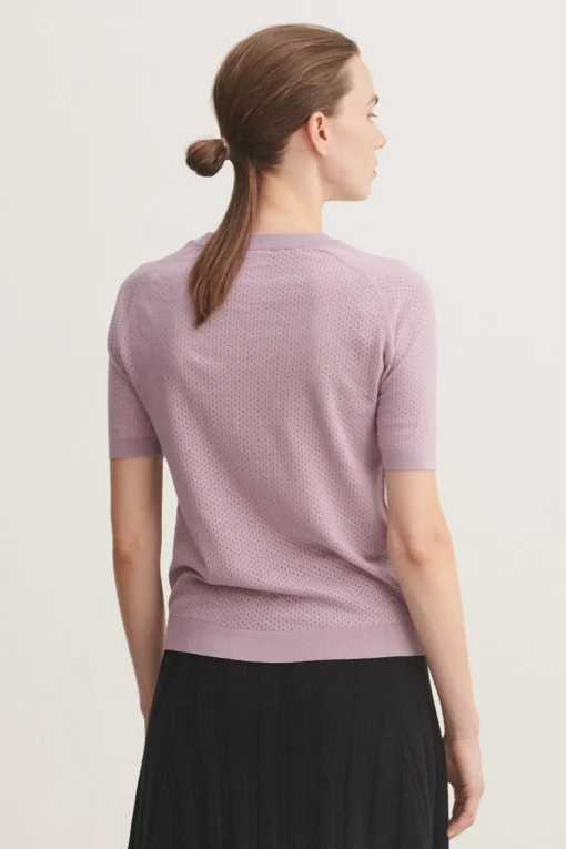 Pointelle Tee, Heather