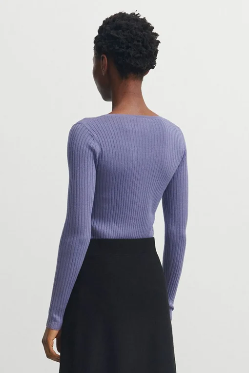 Rib Button Blouse, Dusty Violet