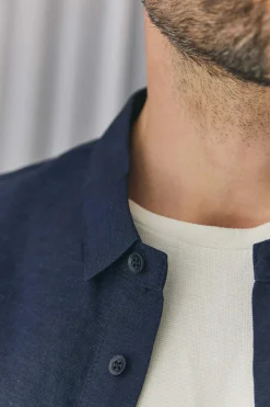 Simon Shirt, Navy Linen