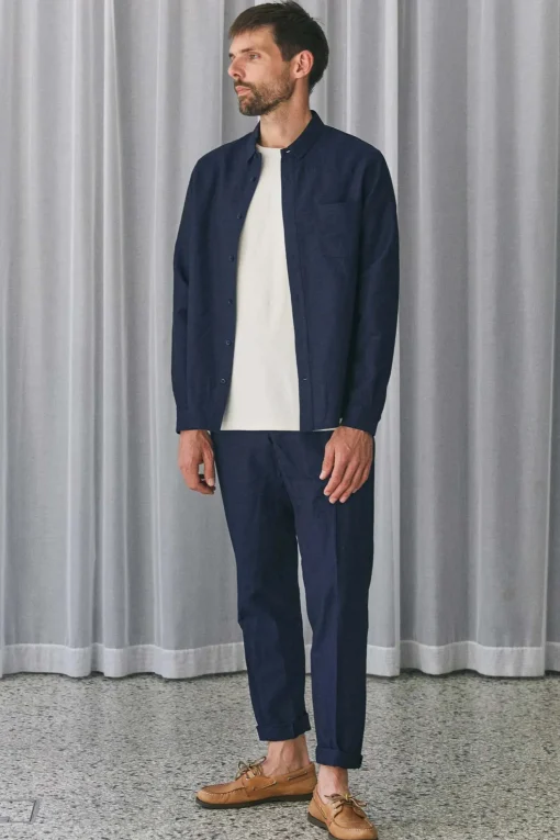 Simon Shirt, Navy Linen