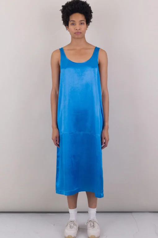 Slip Dress, Cobalt Satin