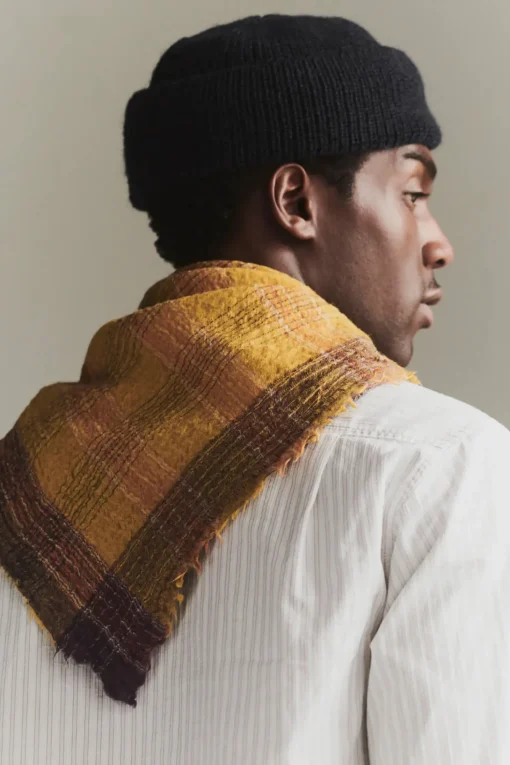 Stellar Check Scarf, Ochre