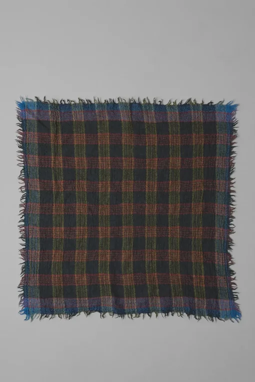 Stellar Check Scarf, Oil Green