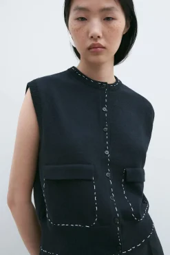 Stitched Waistcoat, Navy