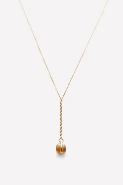 2 Stones Necklace, Gold/Citrine