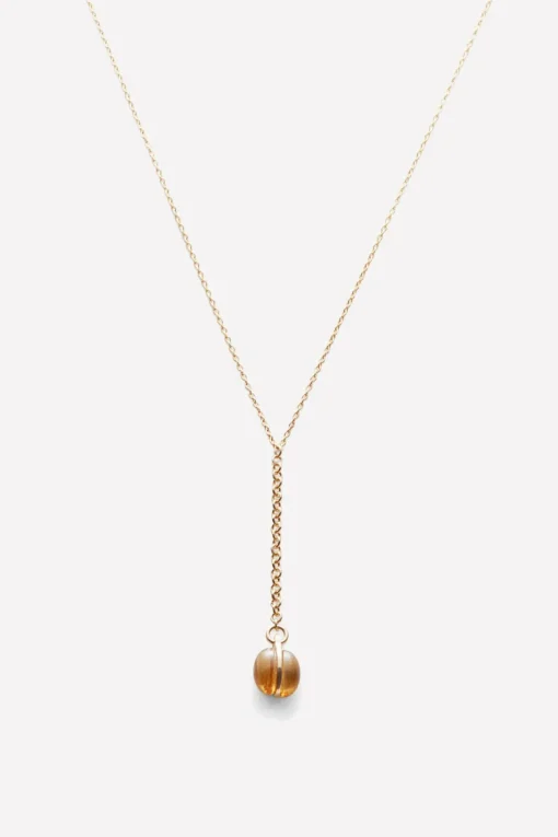 2 Stones Necklace, Gold/Citrine