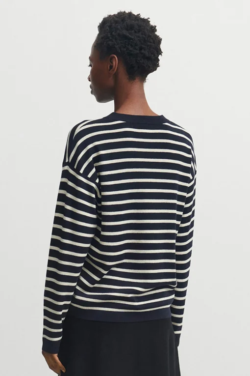 Striped Jumper, Dark Navy Ecru