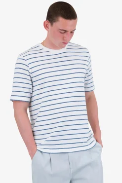 Textured Stripe Tee, Off White/Soft Blue
