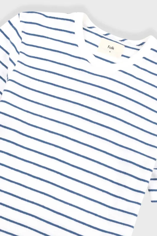 Textured Stripe Tee, Off White/Soft Blue