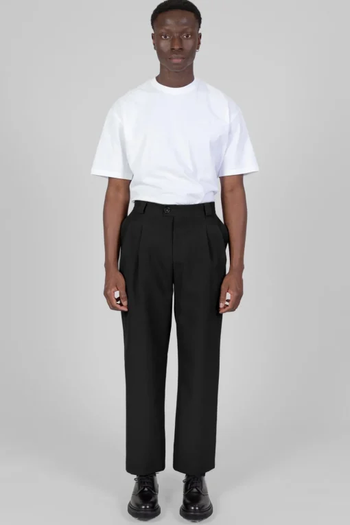 Two Pleats Trousers, Black