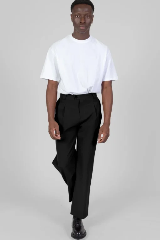Two Pleats Trousers, Black