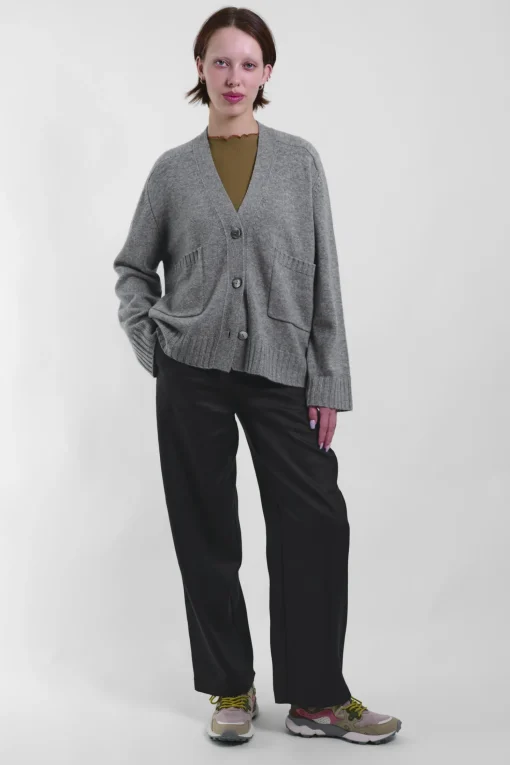 V-Neck Cardi 88, Pebble