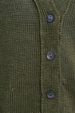 V-Neck Cardi Linen 55, Green