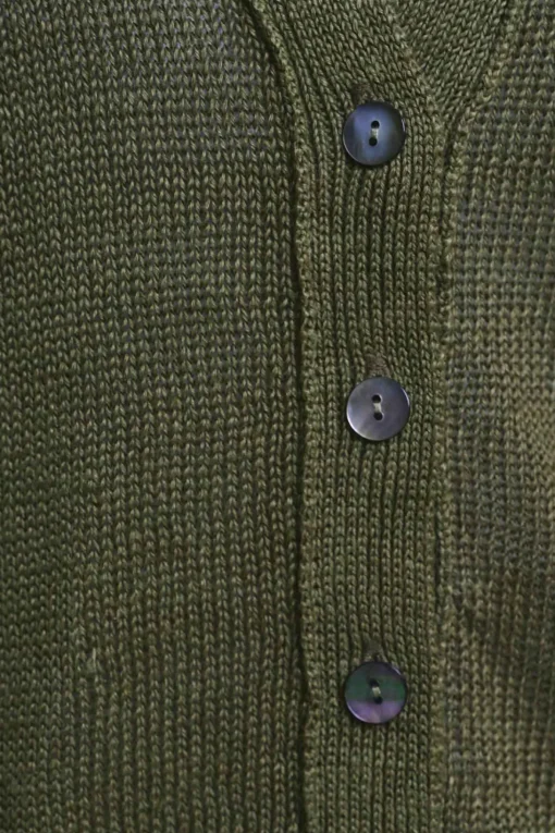V-Neck Cardi Linen 55, Green